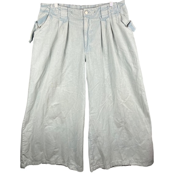 Free People Pants - Free People Wide Leg Pants Women XL Light Wash Blue Cotton D-Ring OB2201452